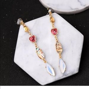 Rhinestone Beautiful Opal Fire Water Drop Earrings